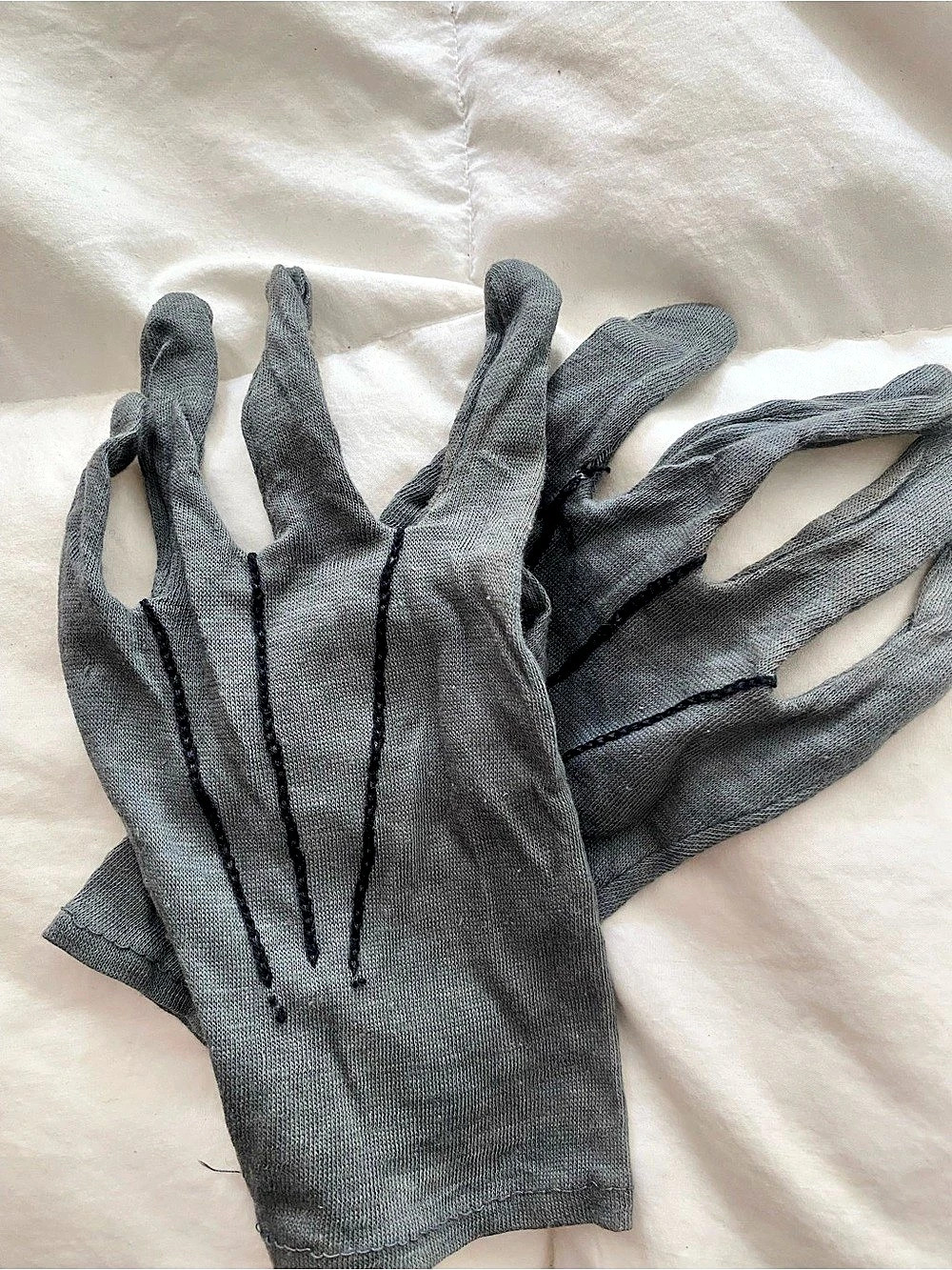 Vintage Gray Cotton Driving Gloves Sun Protection 1950s